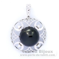 Pendentif en Argent et 1 Perle de Tahiti Ronde C 11.8 mm