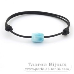 Bracelet en Cuir et 1 Larimar - 11.5 x 8.7 mm - 1.3 gr