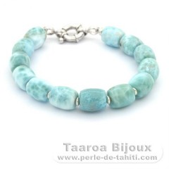 Bracelet de 14 Larimar de 9  9.5 mm - 18.5 cm - 21 gr