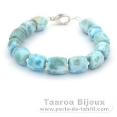 Bracelet de 13 Larimar de 9  9.3 mm - 17.5 cm - 20.3 gr