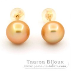 Boucles d'oreilles en Or 18K et 2 Perles d'Australie Semi-Baroques B 8.5 mm