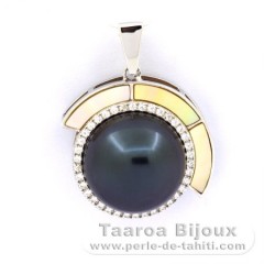 Pendentif en Argent et 1 Perle de Tahiti Semi-Baroque C 12.7 mm