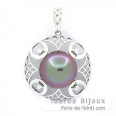 Pendentif en Argent et 1 Perle de Tahiti Ronde C+ 11.9 mm