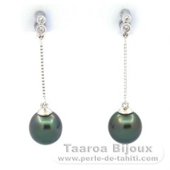 Boucles d'Oreilles en Argent et 2 Perles de Tahiti Semi-Baroques AB 8.5 mm