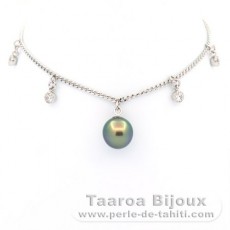 Bracelet en Argent et 1 Perle de Tahiti Semi-Baroque B+ 8.5 mm