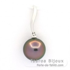 Pendentif en Or blanc 18K et 1 Perle de Tahiti Ronde B 9.8 mm