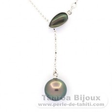 Collier en Argent et 1 Perle de Tahiti Ronde B 9.8 mm