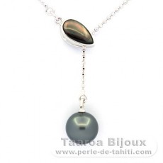 Collier en Argent et 1 Perle de Tahiti Ronde B 8.7 mm