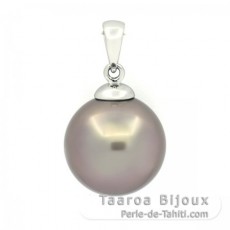 Pendentif en Or blanc 18K et 1 Perle de Tahiti Ronde B 13.6 mm