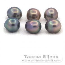 Lot de 6 Perles de Tahiti Semi-Baroques B de 9.5  9.8 mm