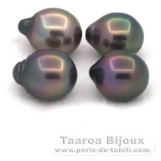 Lot de 4 Perles de Tahiti Semi-Baroques B de 9.7 à 9.9 mm
