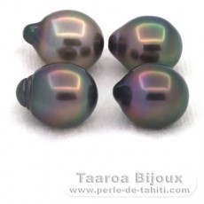 Lot de 4 Perles de Tahiti Semi-Baroques B de 9.7  9.9 mm