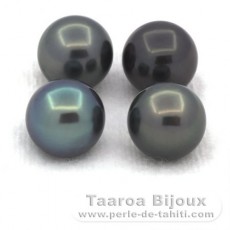 Lot de 4 Perles de Tahiti Rondes C de 9.5 à 9.6 mm