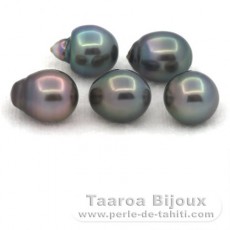 Lot de 5 Perles de Tahiti Semi-Baroques C de 9.7 à 9.8 mm
