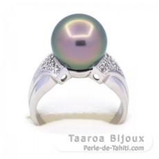 Bague en Argent et 1 Perle de Tahiti Ronde C+ 11.5 mm