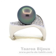 Bague en Argent et 1 Perle de Tahiti Ronde B 10.1 mm