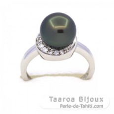 Bague en Argent et 1 Perle de Tahiti Ronde B 9.5 mm