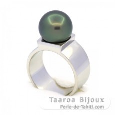 Bague en Argent et 1 Perle de Tahiti Ronde B 10.9 mm