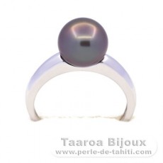 Bague en Argent et 1 Perle de Tahiti Ronde B 9.3 mm