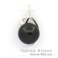 Pendentif en Or blanc 18K et 1 Perle de Tahiti Ronde A 9.9 mm