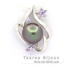 Pendentif en Argent et 1 Perle de Tahiti Ronde C 9.3 mm