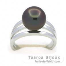 Bague en Argent et 1 Perle de Tahiti Ronde C 10.4 mm