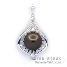 Pendentif en Argent et 1 Perle de Tahiti Ronde C 11.4 mm