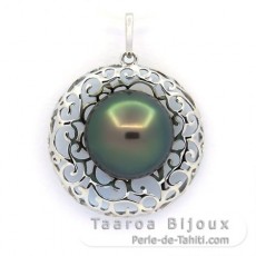 Pendentif en Argent et 1 Perle de Tahiti Ronde C 11.7 mm