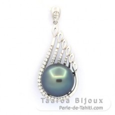 Pendentif en Argent et 1 Perle de Tahiti Ronde C 12.5 mm