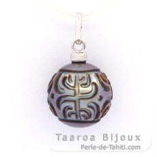 Pendentif en Argent et 1 Perle de Tahiti Grave 11.9 mm