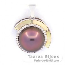 Pendentif en Argent et 1 Perle de Tahiti Semi-Ronde C+ 12.7 mm