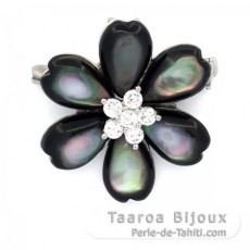 Pendentif & Broche en Nacre de Tahiti et Argent .925 Rhodi