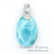 Pendentif en Argent et 1 Larimar - 28 x 19.5 x 8.8 mm - 7.8 gr