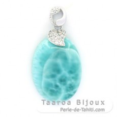 Pendentif en Argent et 1 Larimar - 28 x 20.5 x 7.5 mm - 7.2 gr