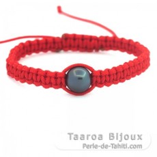 Bracelet en Nylon et 1 Perle de Tahiti Semi-Ronde B 10.7 mm