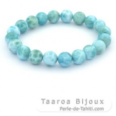 Bracelet de 20 Perles en Larimar de 9.5  9.8 mm - 16 cm - 26.2 gr