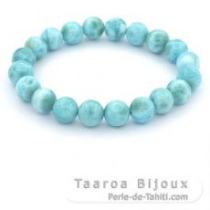 Bracelet de 20 Perles en Larimar de 9  9.5 mm - 15 cm - 22.5 gr