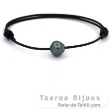 Bracelet en Cuir et 1 Perle de Tahiti Cercle B 9.9 mm