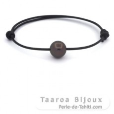 Bracelet en Cuir et 1 Perle de Tahiti Ronde C 10.7 mm
