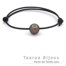 Bracelet en Cuir et 1 Perle de Tahiti Ronde C 11.6 mm