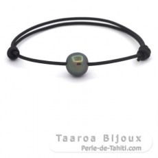 Bracelet en Cuir et 1 Perle de Tahiti Semi-Baroque B 10.6 mm