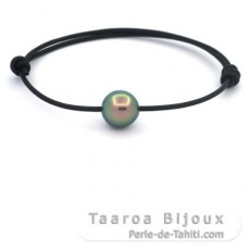 Bracelet en Cuir et 1 Perle de Tahiti Semi-Baroque C 10.5 mm