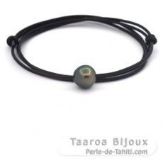 Collier en Cuir et 1 Perle de Tahiti Semi-Baroque B 12 mm