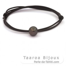 Collier en Cuir et 1 Perle de Tahiti Ronde C 11.6 mm