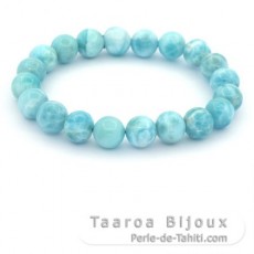 Bracelet de 20 Perles en Larimar de 9  9.4 mm - 15 cm - 21.8 gr