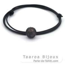 Collier en Cuir et 1 Perle de Tahiti Gravée 12.3 mm