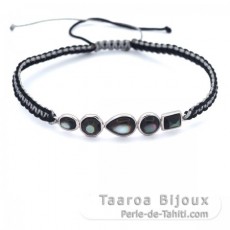 Bracelet en Argent, Nacre de Tahiti et Nylon tress