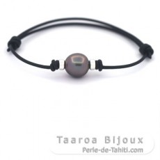 Bracelet en Cuir et 1 Perle de Tahiti Semi-Baroque B 11.1 mm