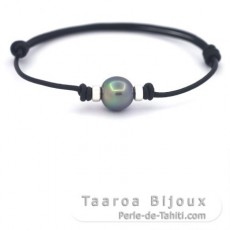 Bracelet en Cuir et 1 Perle de Tahiti Semi-Baroque B 10.3 mm