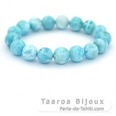 Bracelet de 17 Perles en Larimar de 11.6  12.1 mm - 16 cm - 41.5 gr